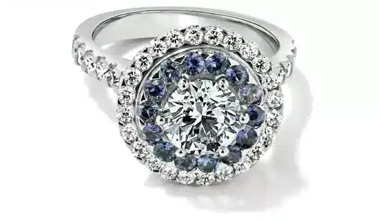 Argyle Blue Diamond Halo Engagement Ring