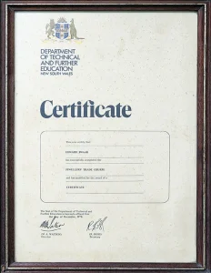TAFE Jewellery Trade Course Certificate