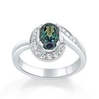 Alexandrite gemstone ring green and blue